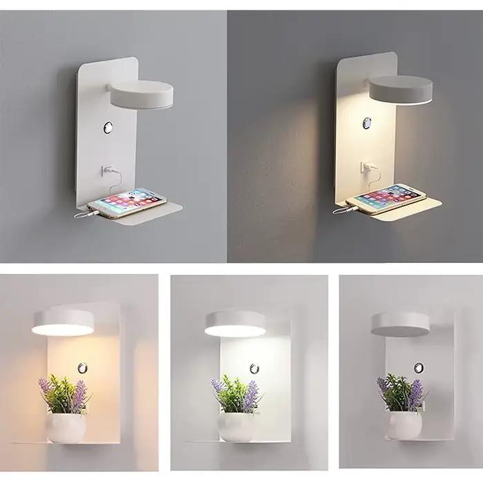 Mur LED lampe avec interrupteur et Port de chargement USB moderne 9W noir blanc allée chambre chevet