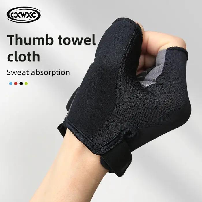 Gants de vélo VTT CXWXC à demi-doigts avec paume épaissie de 6 mm, antichoc et antidérapants, en tis