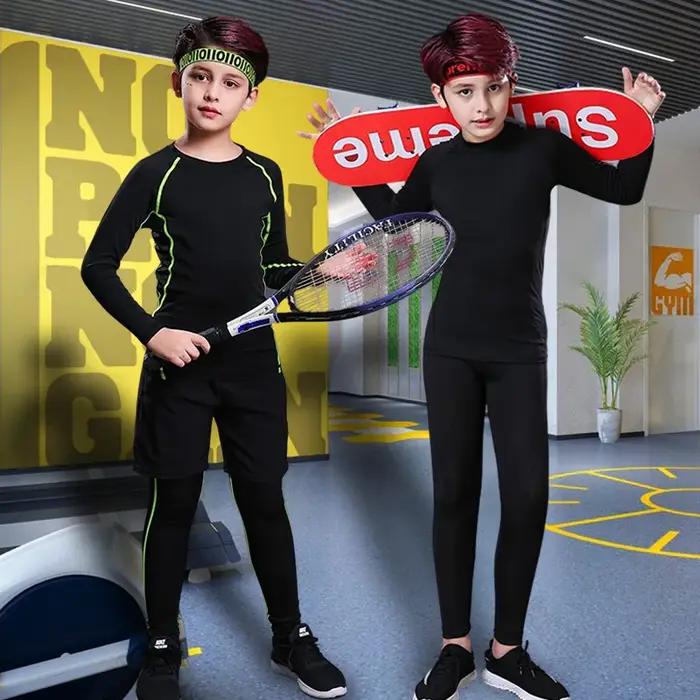 Survêtements de Fitness pour enfants, pantalons chauds pour jeunes, hauts, sous-vêtements serrés, vê