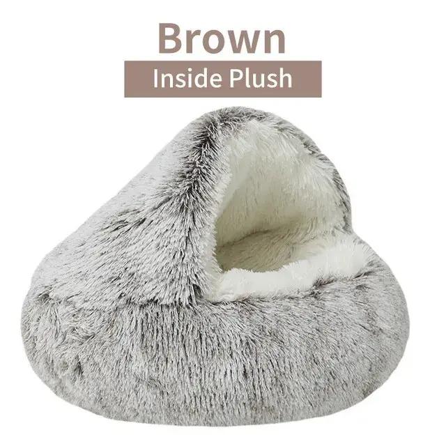 Lit rond en peluche pour chat