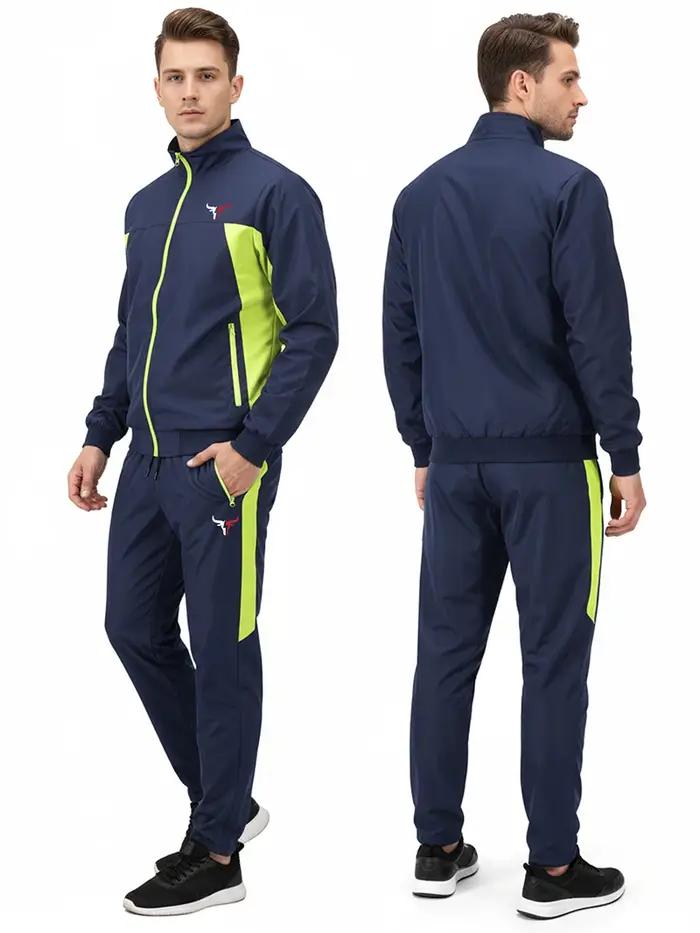 Ensemble de sport HooThreads colorblock pour hommes avec poches zippées pour entraînement et activités extérieures