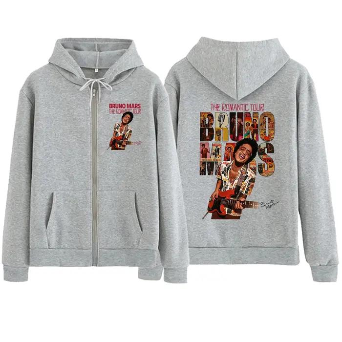 Bruno Mars The Romantic Tour 2026 Sweat-shirt à capuche zippé pour homme et femme