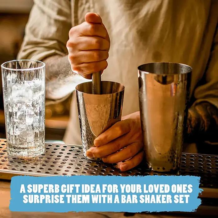 Ensemble de shaker à cocktail professionnel en acier inoxydable pour bar à domicile et occasions spéciales