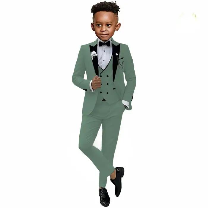 Costumes formels pour garçons de 2 à 16 ans, veste de mariage avec pantalon, gilet, ensemble 3 pièce