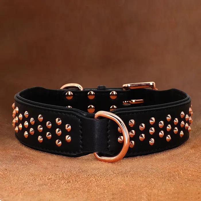 Collier en cuir clouté pour animaux de compagnie, réglable, durable, grand, moyen, grand, chiot, pitbull