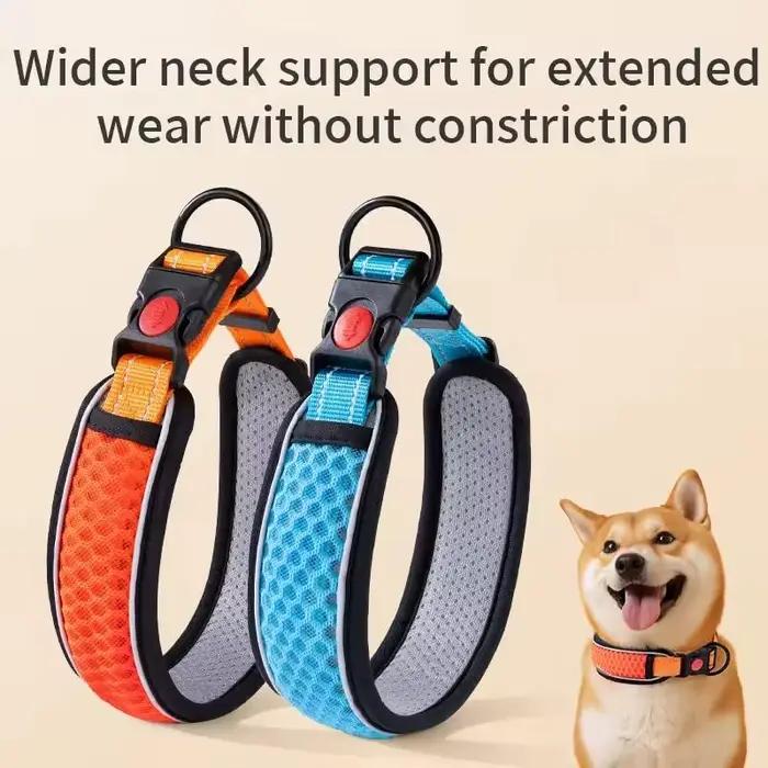 Collier pour chien, collier souple réglable pour animaux de compagnie avec boucle de verrouillage anti-évasion, design en maille nid d'abeille respirante pour chiens de petite et grande taille