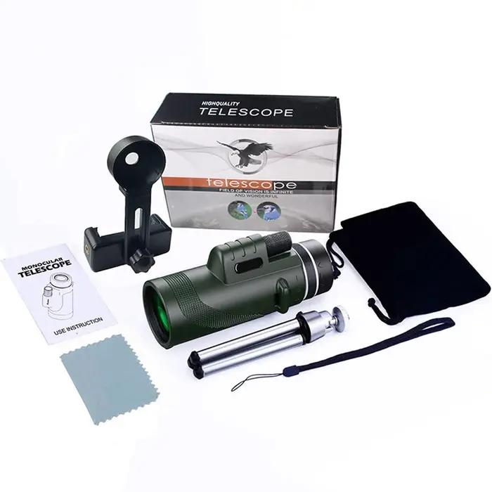 Monoculaire 80x100 HD avec trépied et support téléphone pour chasse - Zoom puissant BAK4 professionnel