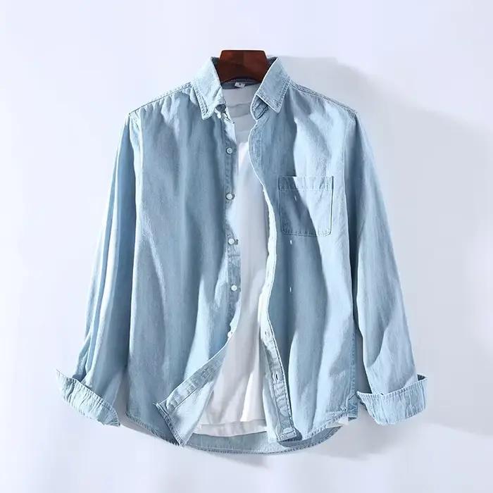 Hommes décontracté Denim chemise mode nouveau Simple décontracté coton mince Jean à manches longues