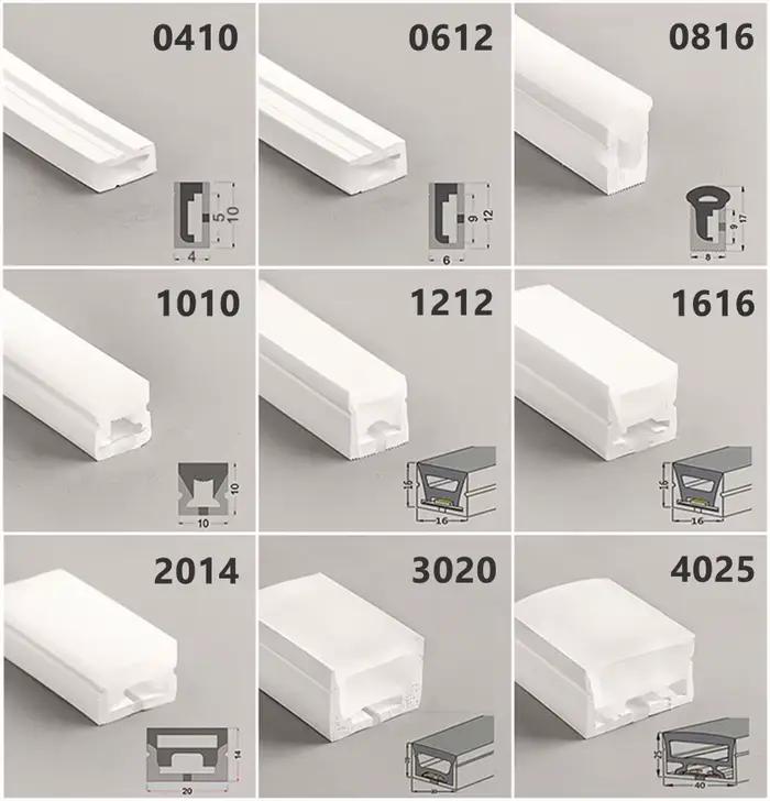 Tube de ULau néon LED, ruban de gel de pton flexible, décor linéaire étanche IP67, bande lumineuse e