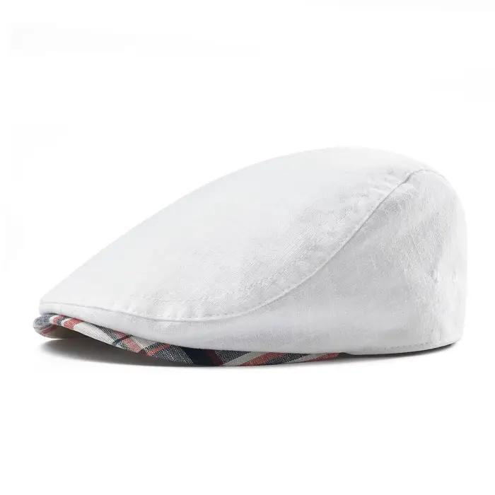 Casquette plate en lin 100 % pour homme JGNGOUL, style Gatsby, pour l'été, conduite, décontractée, f