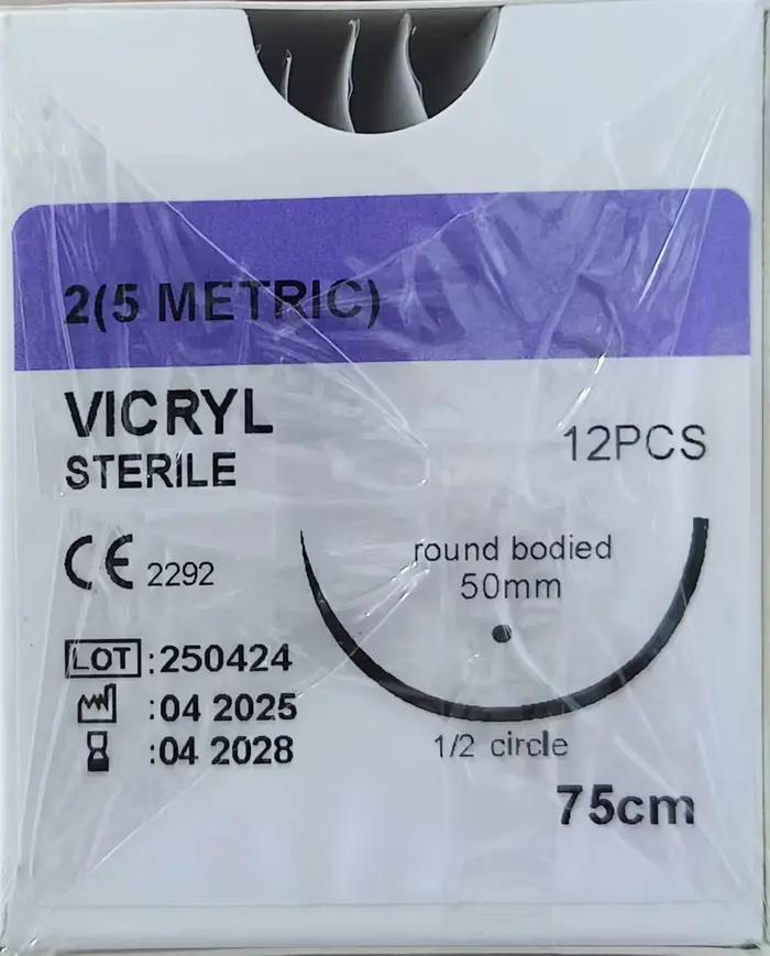 12 pièces de fils de suture chirurgicaux Vicryl 75 cm 1 0 2/0 3/0 4/0 avec aiguilles pour chiens
