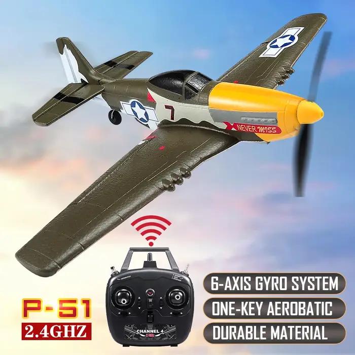 Avion RC P51 Mustang 2.4G Radio EPP mousse 4CH 6 axes 410MM envergure RC chasseur une clé voltige RTF