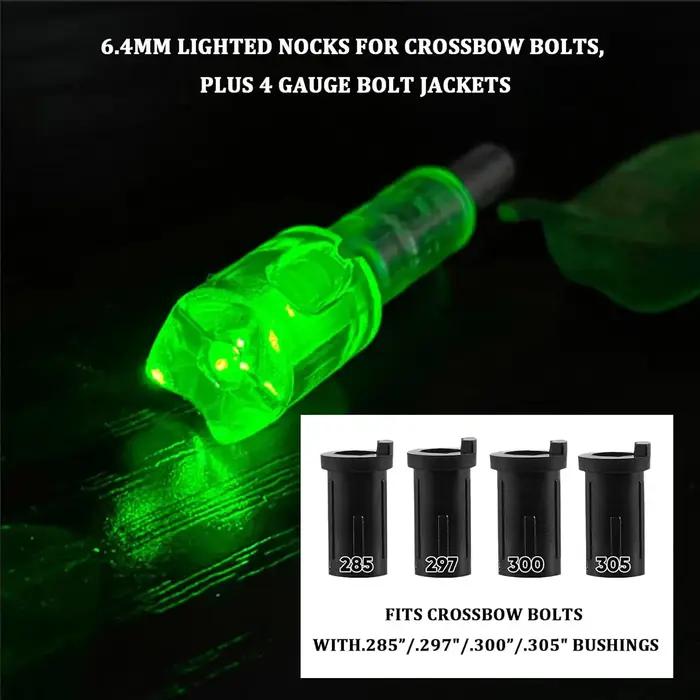 Encoches éclairées LED T64.html pour arbalète de tir à l'arc de chasse flèche ID 6,4mm avec boulons couleurs gris clair jaune clair kaki foncé vert clair