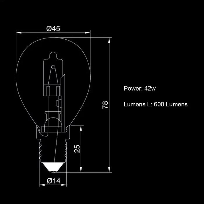 Ampoule halogène P45 42W E14 220V, résistante aux hautes températures, lumière de four à 300 degrés,
