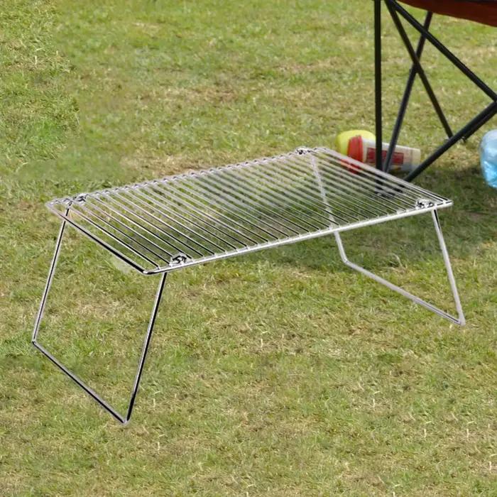 Grille de feu de camp pliante pour camping barbecue pique-nique randonnée voyage pêche occasionnels usage extérieur