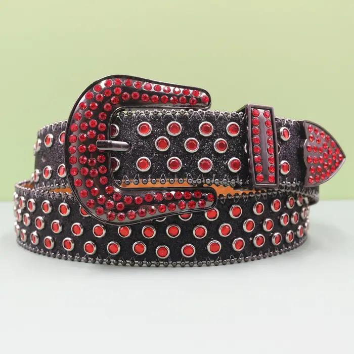 Ceinture en jean pour hommes et femmes, grande taille, en Denim occidental, à rivets brillants, en c