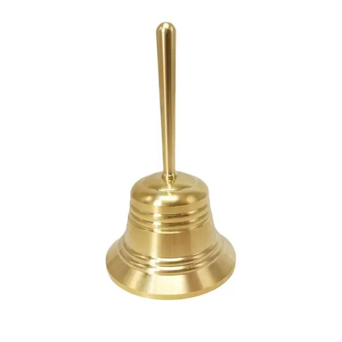 Cloche d'appel sonore en laiton massif avec sonnette à percussion, son clair et net, cloche de salle à manger, cloche à main vintage polie pour l'école