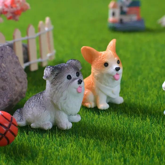 Chien chiot bricolage fée jardin Miniatures Micro paysage Animal Figurine ornement belle chanceux Statue artisanat décorations pour la maison