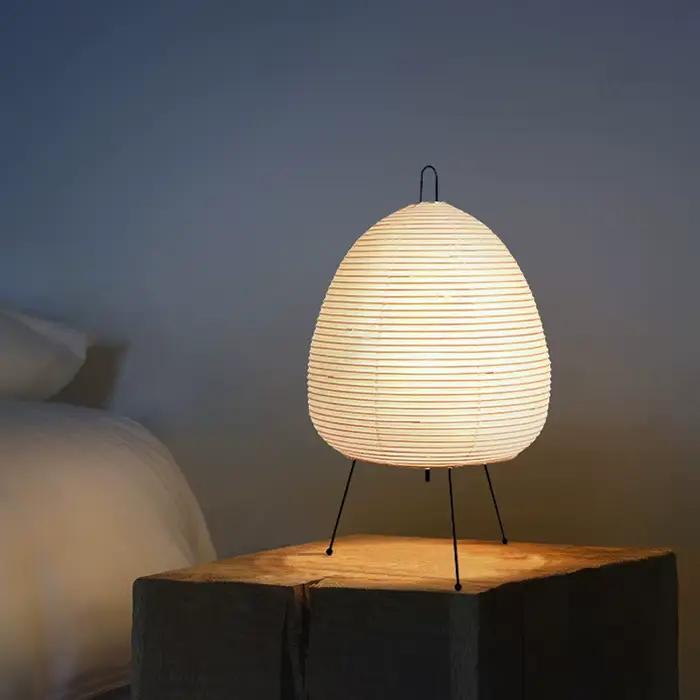 Lampe de table en papier de riz de style japonais, lampe de table sur trépied, lanterne de style jap