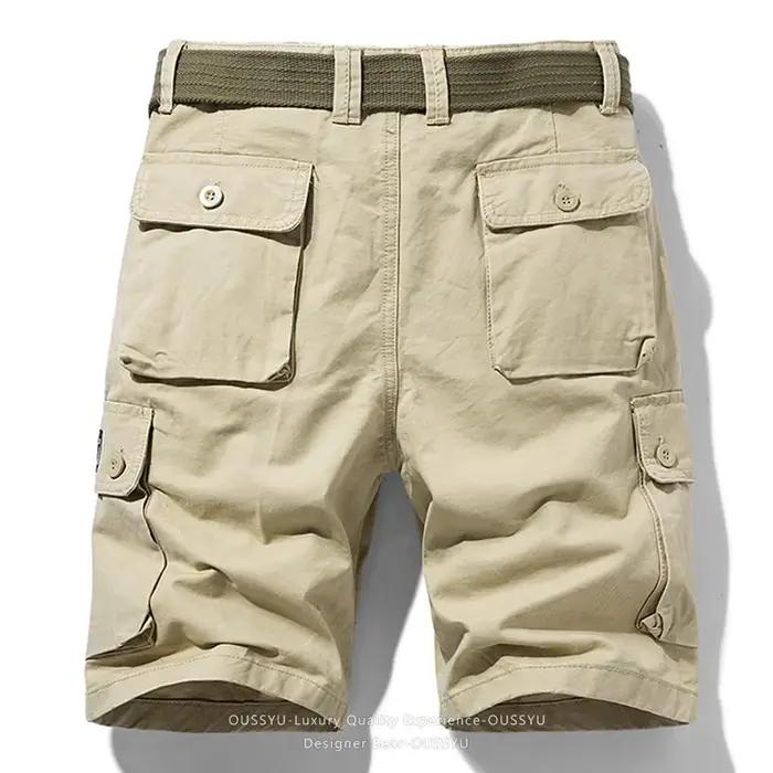 Shorts Cargo Homme 100% Coton Été – Bermuda Décontracté Tactique pour Plage et Jogging – Vêtements de Marque