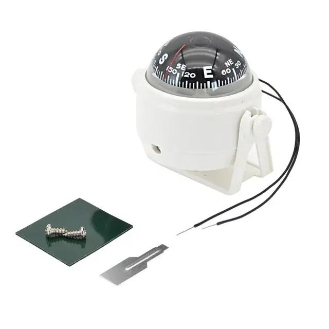 Boussole de bateau avec lumière LED électronique, boussole nautique étanche, pivotante en mer, marine pour le positionnement de la navigation marine