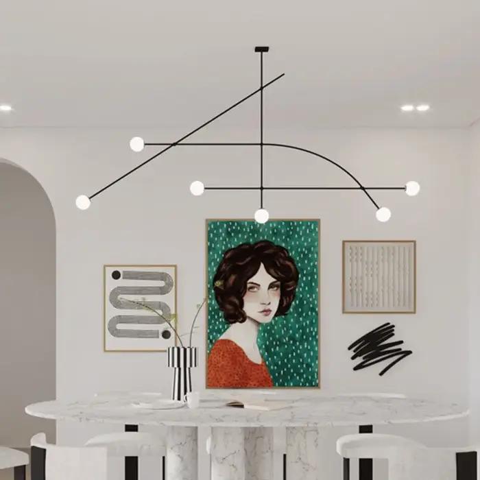 Plafonnier Suspendu Noir au Design Moderne, Luminaire Décoratif d'Nik, Idéal pour un Salon, une Cham