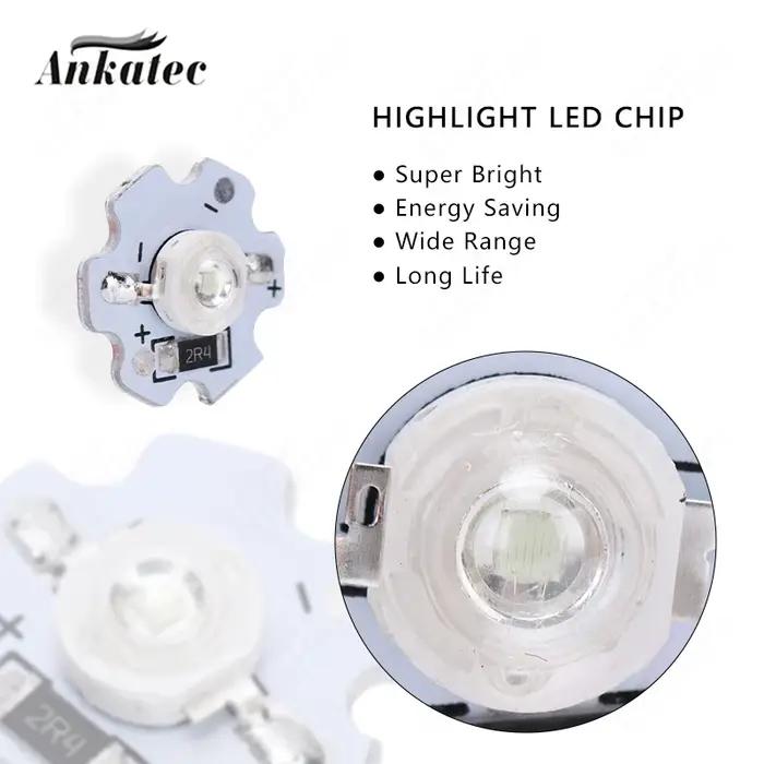 10 pièces 12V 24V DC LED haute puissance couleur unique perle 1W 3W avec plaque d'aluminium blanc ch