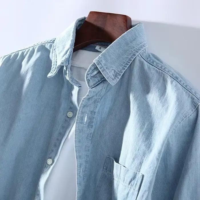 Hommes décontracté Denim chemise mode nouveau Simple décontracté coton mince Jean à manches longues