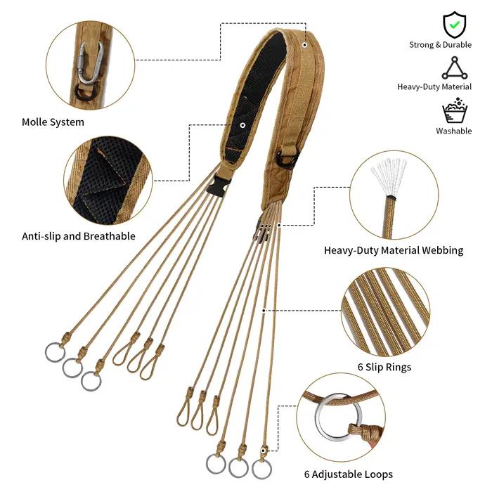Harnais de chasse corde 12 boucles - collier multifonction avec épaulettes renforcées équipement extérieur