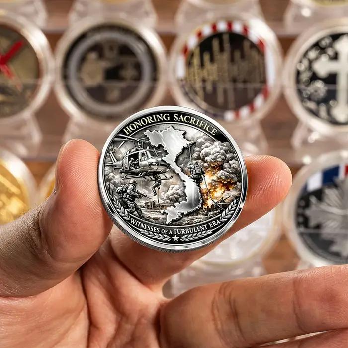 Pièce de collection plaquée argent commémorant la guerre du Vietnam style américain pour collectionneurs et décorateurs occassions spéciales et fêtes
