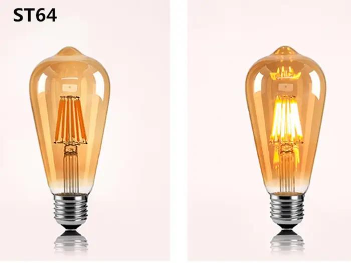 Ampoules LED à Filament Edison, lumières artistiques dorées ST64 à intensité variable E27 B22 2W 4W