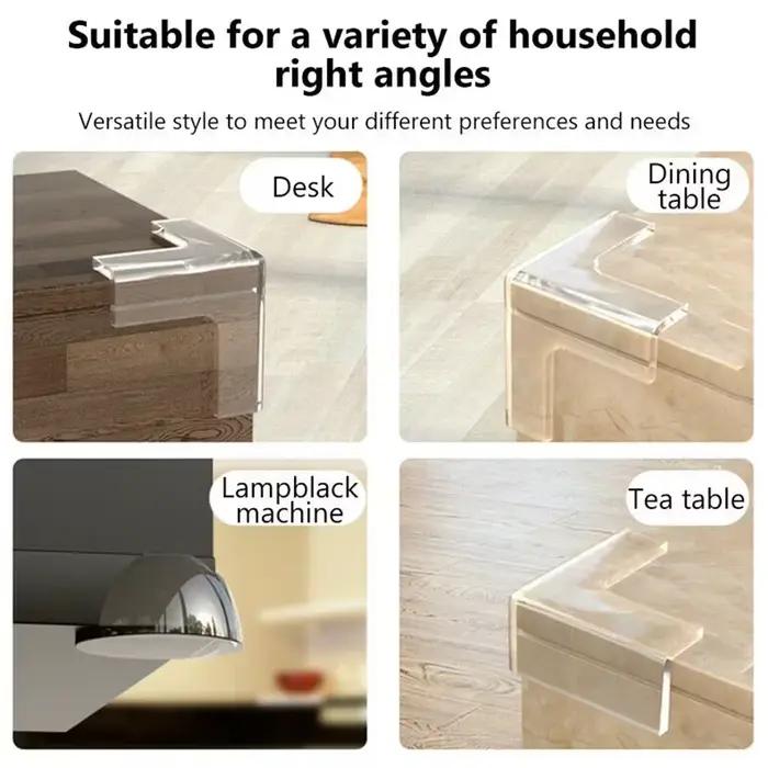 Protecteur de bord d'angle de Table pour enfant et bébé, 4 pièces, en caoutchouc transparent, pour m