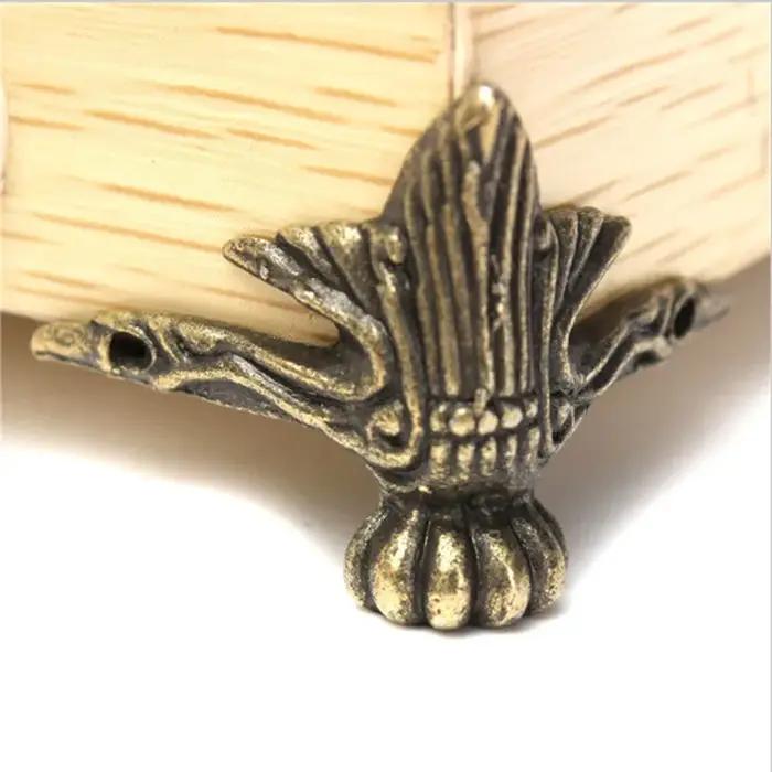 Coffre à bijoux en laiton Bronze Antique, boîte de meubles en bois, pieds décoratifs, protection d'a