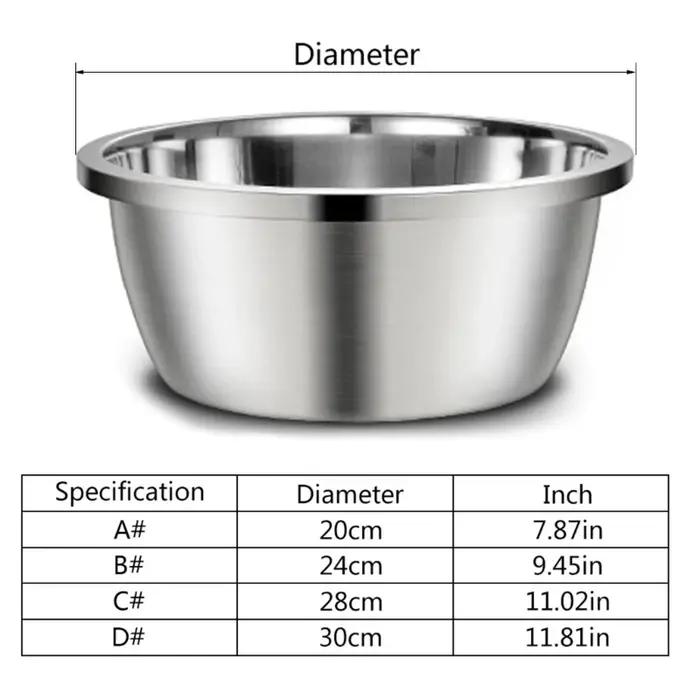 Mangeoires rondes en acier inoxydable pour chiens, bol d'eau et de nourriture pour petits, moyens et grands chiens, fournitures pour animaux de compagnie, 20cm, 24cm, 28cm, 30cm