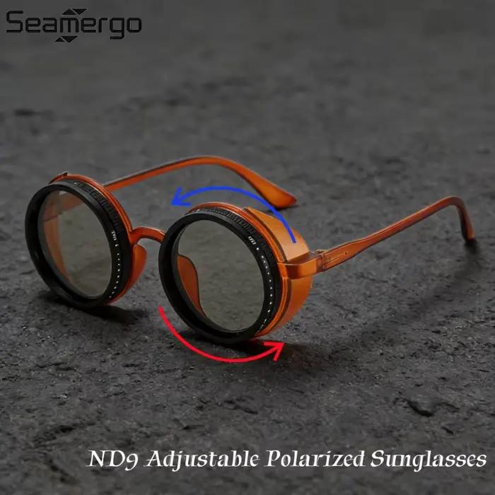 SEAMERGO rétro petit cadre rond ND9 lunettes de soleil polarisées à intensité variable à la mode lun
