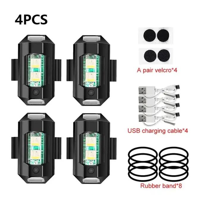 Lumière stroboscopique universelle pour moto USB voiture lampe d'avertissement LED Anti-Collision vélo Drone nuit volant
