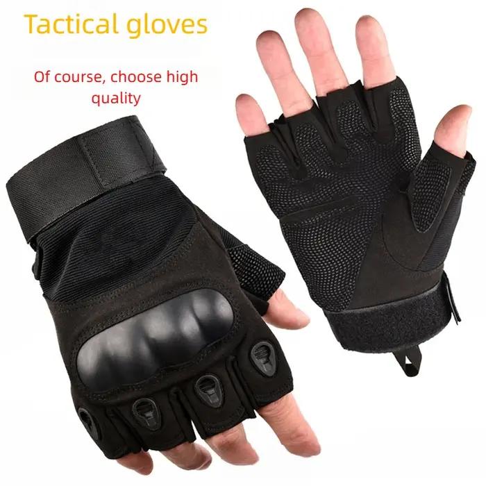 Gants tactiques demi-doigts microfibre pour combat défense et entraînement chasse outdoor