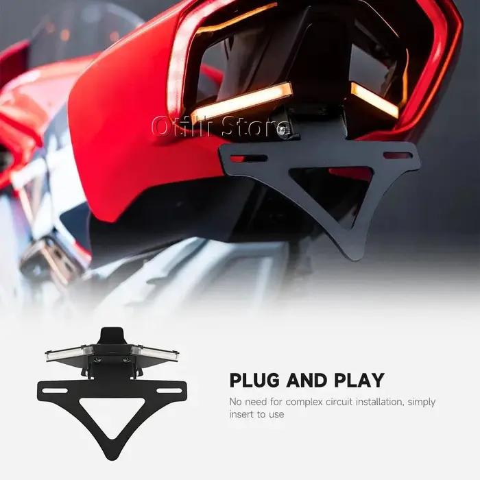 Support de plaque d'immatriculation avec éclairage led pour ducati streetfighter v4 v4s panigale v2 moto nuit sécurité design moderne