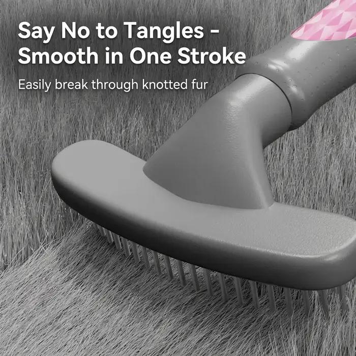 Brosse démêlante rotative à double rangée de 39 picots pour chiens et chats à poils longs – Outil de toilettage et de