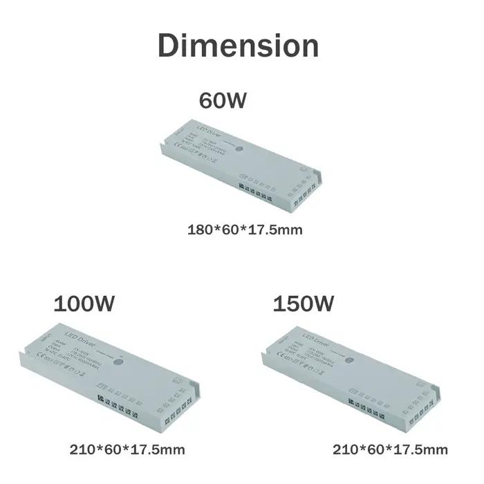 AC 176V-265V à DC 12v 24V 100W armoire lumière LED alimentation placard capteur de mouvement avec en