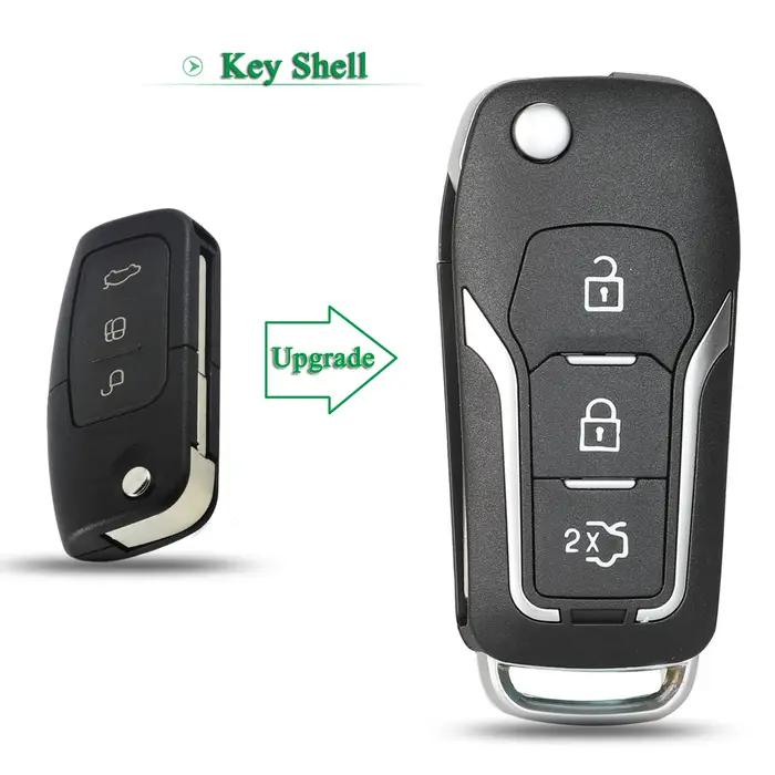 Bilchave modifié 3 boutons rabat télécommande coque de clé de voiture pour Ford Focus 2 3 mondeo Fie