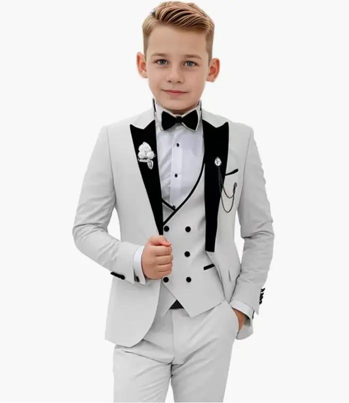 Costume de smoking pour enfants, ensemble de costume élégant pour garçons de 3 à 16 ans, 3 pièces, c