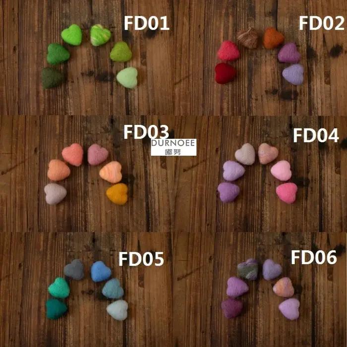 Accessoires de photographie pour nouveau-nés, feutre de laine, cœur d'amour, accessoires de photogra