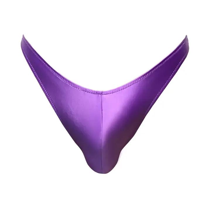 XClocKNYoung string pour hommes taille basse en forme de V, string plus large en satin brillant, bas