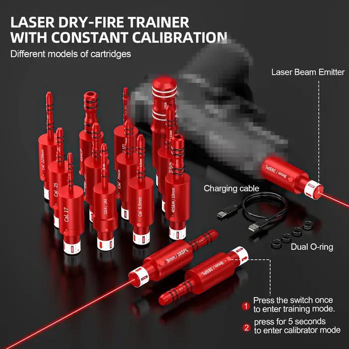 Cartouche d'entraînement laser infrarouge haute précision 9 mm .38 SPL pour tir à sec, avec calibration magnétique, pour .223 REM