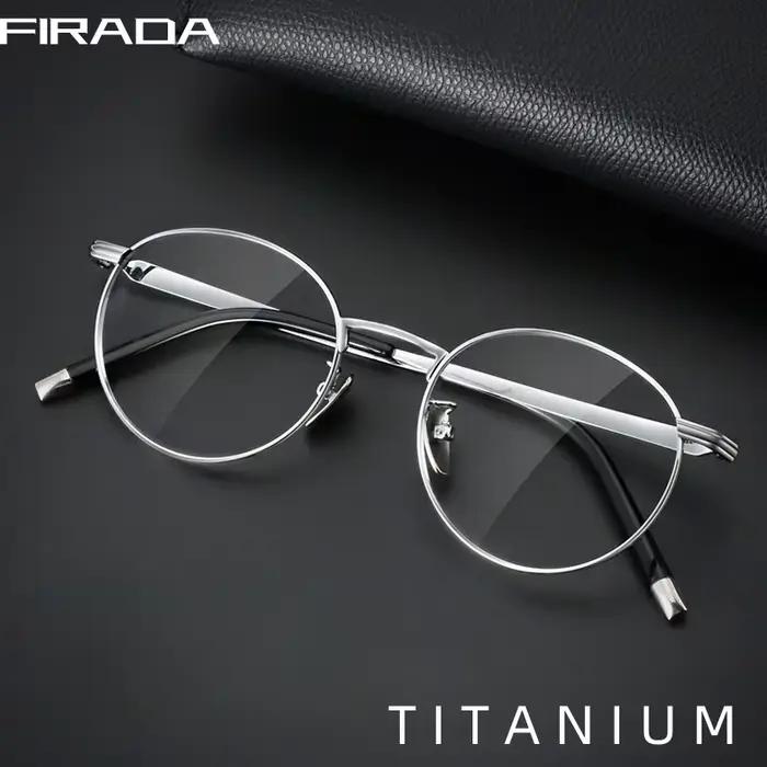 FIRADA mode lunettes Vintage luxe pur titane lunettes rondes optique lunettes de Prescription lunett