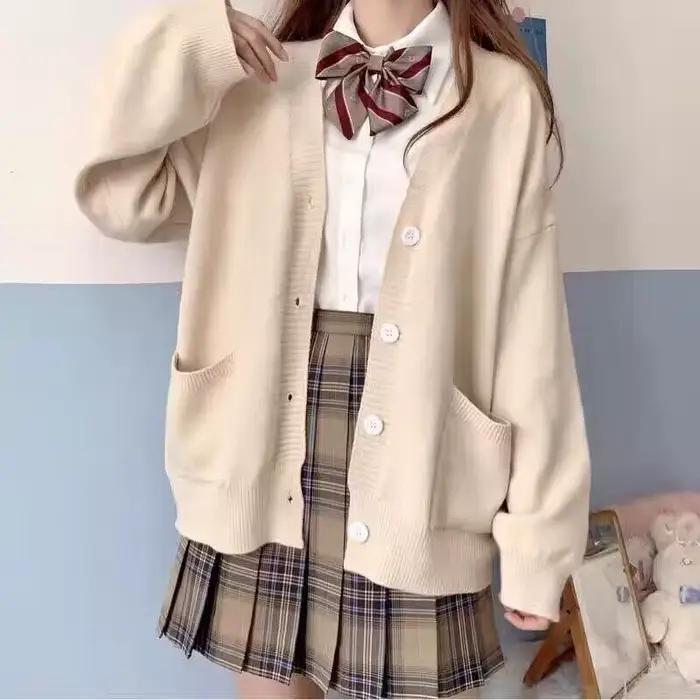Pull cardigan Mikasa COS anime pour filles junior coupe ample style décontracté couleur rose et gris occasionnellement tout l'année