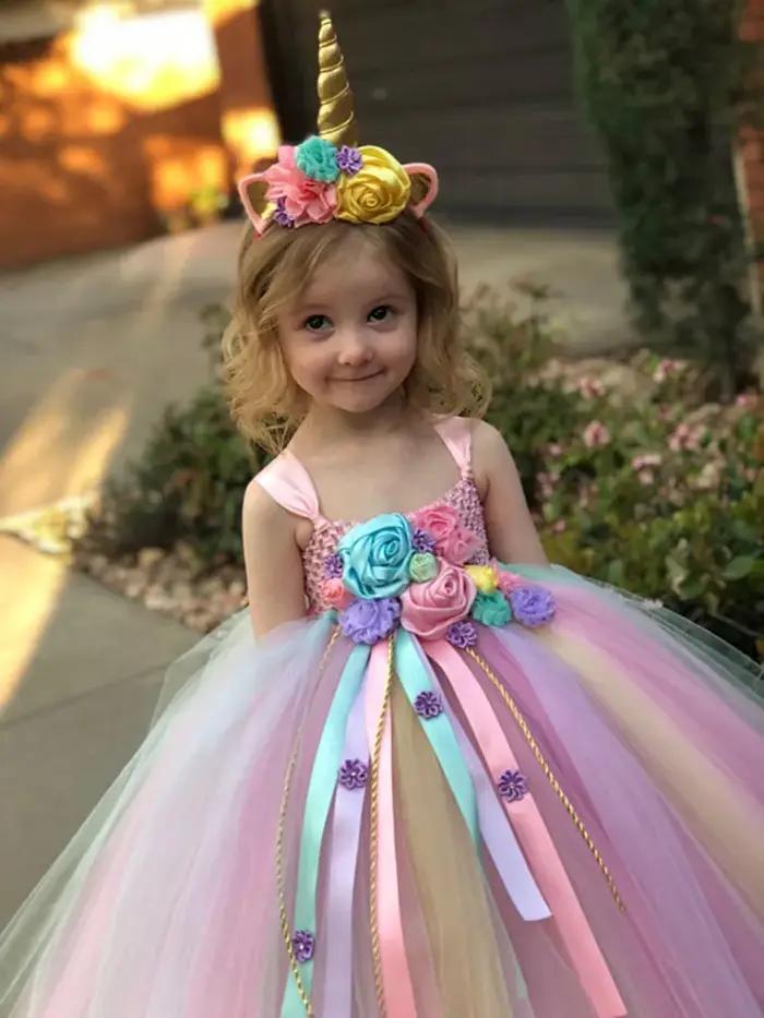Robe tutu pastel Nairobi Orn pour filles, robe de Rhà bretelles en tulle au crochet pour enfants ave