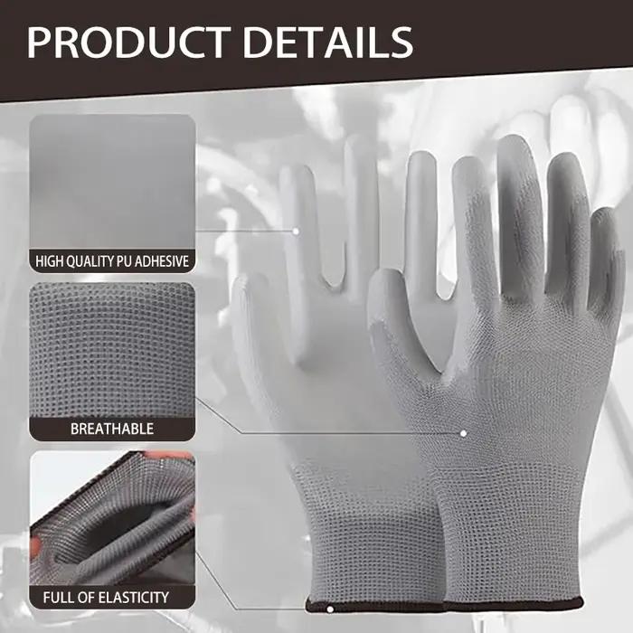 Gants de travail enduits de PU Palm | Résistant à l'huile pour la construction et les machines | Jardinage anti-crevaison