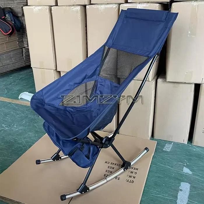 Chaise de Camping Pliante à Bascule Portable avec Dossier Haut, Sac de Rangement Astronomique, Sac d